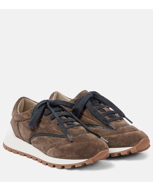 Baskets Runner En Daim Brunello Cucinelli en coloris Brown
