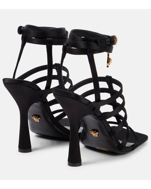 Versace Black Lycia Satin Sandals