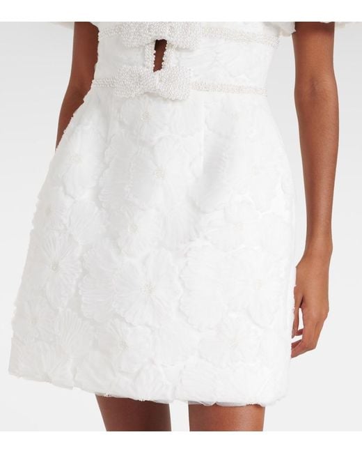 Rebecca Vallance White Delilah Bow-Detail Embellished Minidress