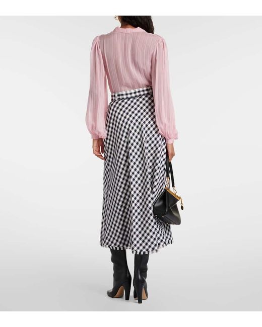 Etro Black Gingham Jacquard Midi Skirt