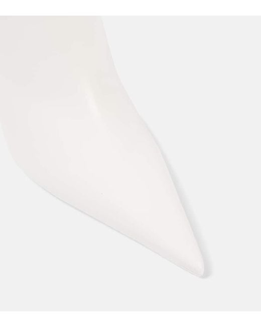 AMINA MUADDI White Ankle Boots Barbara 90 Aus Leder