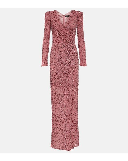 Jenny Packham Red Ingrid Sequined Gown