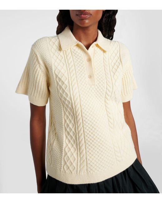 J.W. Anderson Natural Cable-Knit Wool And Cotton-Blend Polo Shirt