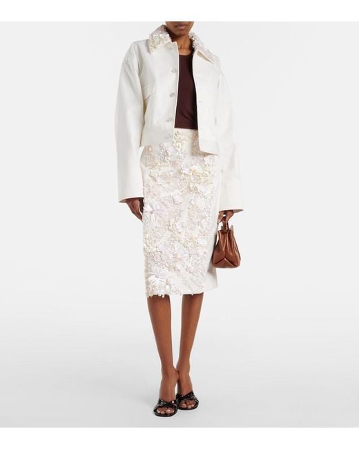 Plan C White Sequined Cotton Drill Jacket