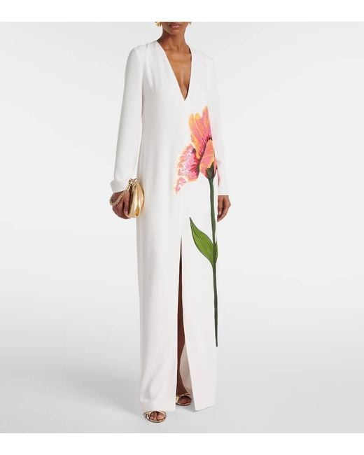 Costarellos White Maxikleid Jennis Aus Crepe Mit Pailletten