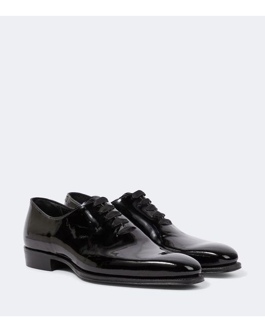 George Cleverley Black Merlin Patent Leather Oxford Shoes for men