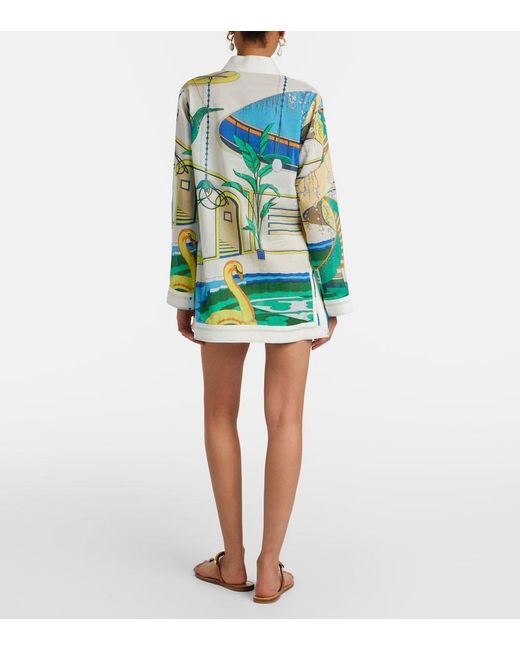 Tory Burch Blue Printed Cotton Voile Tunic