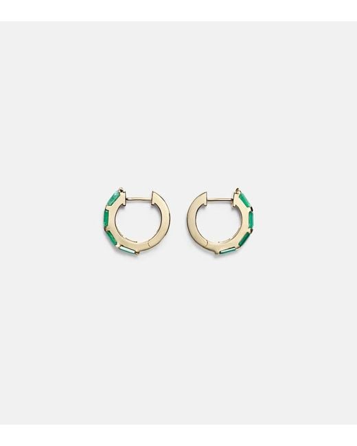 SHAY White 18Kt Huggie Earrings With Emeralds
