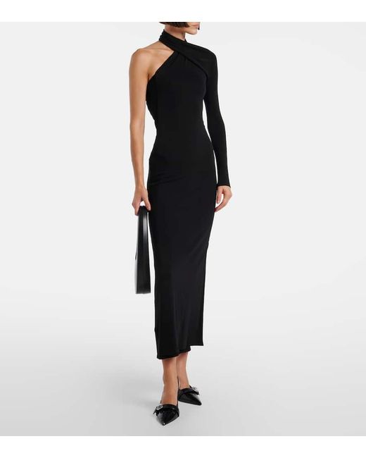 Vestido Largo Asimetrico De Crepe Courreges de color Black