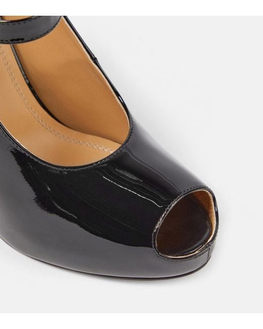Maison Margiela Blue Patent Leather Peep-Toe Mary Jane Pumps