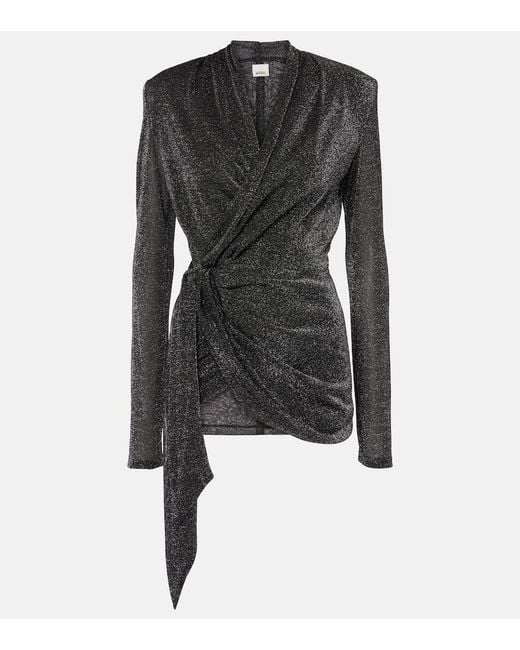 Isabel Marant Black Cinay Lame Wrap Top