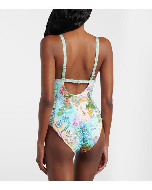 Camilla Blue Embellished Printed Swimsuit