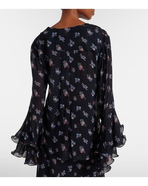 Dorothee Schumacher Black Airy Daydream Floral Georgette Blouse