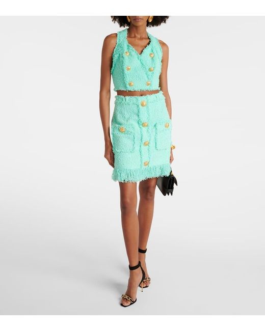 Balmain Green Tweed Top