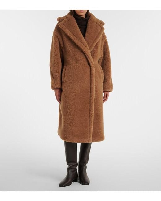 Max Mara Brown Wool And Silk Teddy Coat