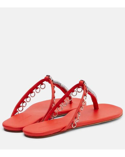Christopher Esber Red Pierced Embellished Leather Thong Sandals