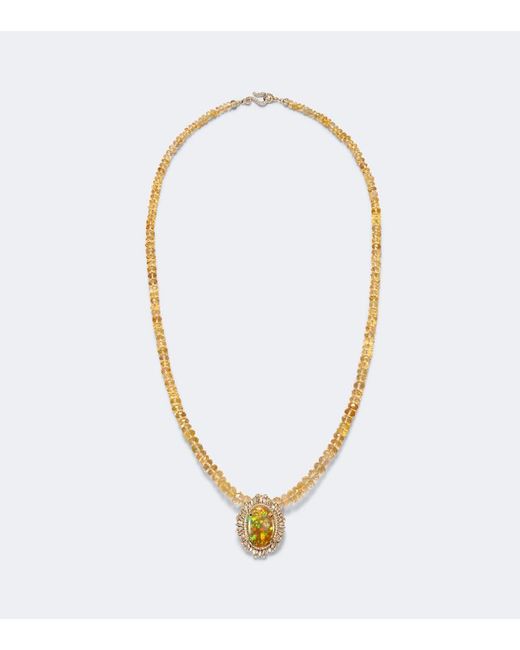 Suzanne Kalan White 18Kt Pendant Necklace With Opals And Diamonds