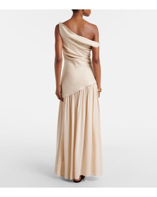 Faithfull The Brand Natural Roma Asymmetric Linen Maxi Dress