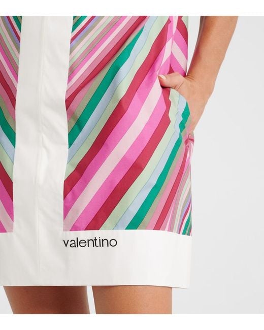 Valentino Pink Vgold Rhombus 75 Cotton Poplin Minidress