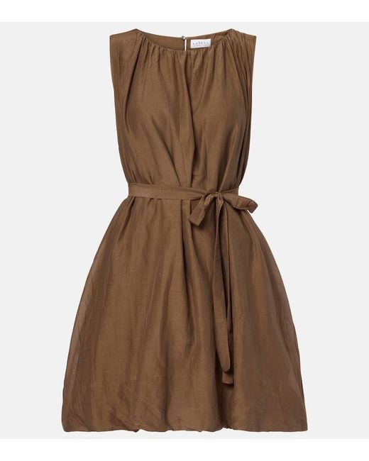 Velvet Brown Margot Cotton And Silk Voile Minidress