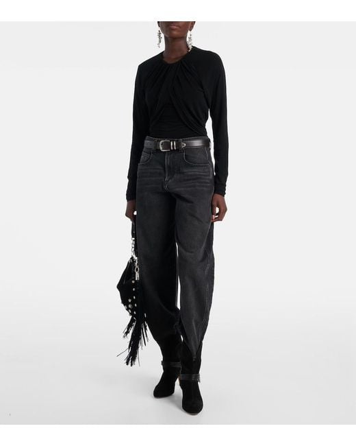 Isabel Marant Black Gaetane Draped Jersey Top