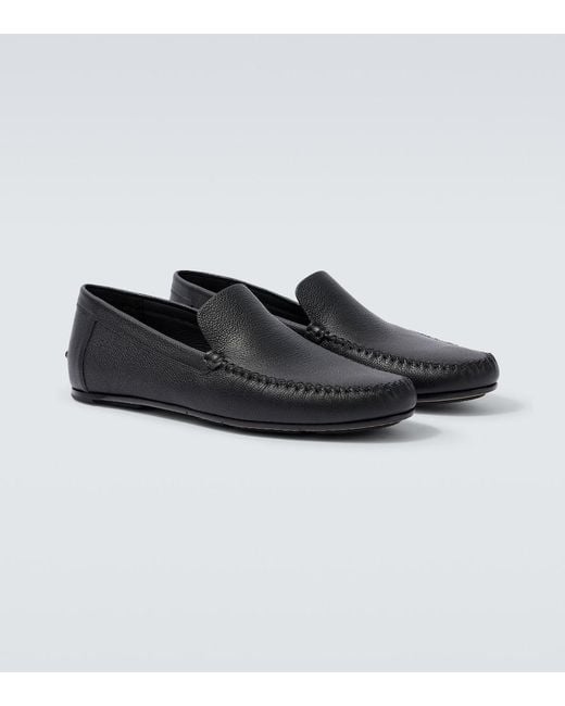 Manolo Blahnik Black Leather Loafers for men