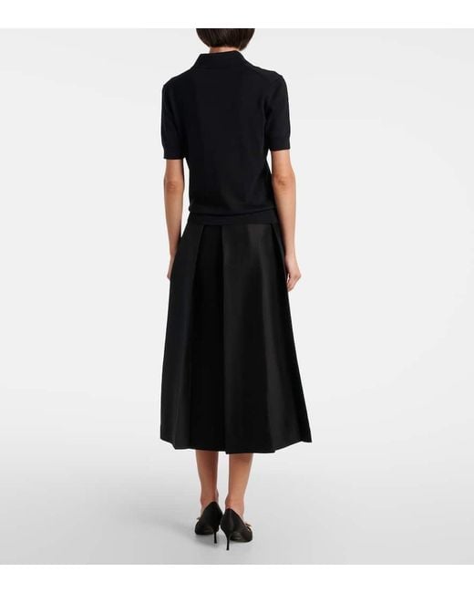 Carolina Herrera Black Silk And Cotton-Blend Polo Shirt