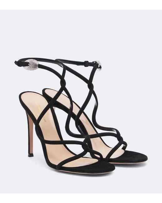 Gianvito Rossi Black Jungle Mamba Embellished Suede Sandals