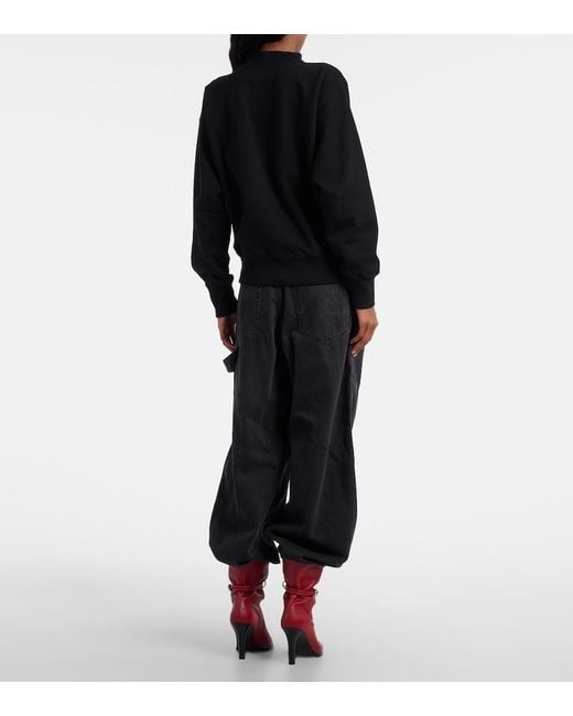 Isabel Marant Black Moby Logo Cotton-Blend Fleece Sweatshirt