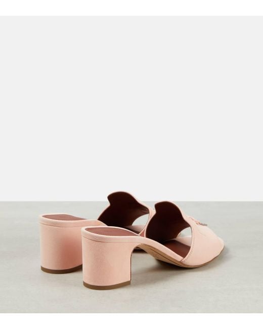 Loro Piana Pink Summer Charms Suede Mules