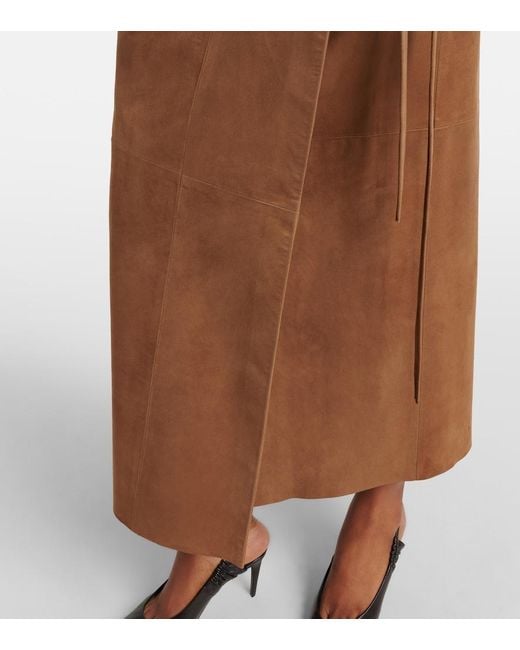 Nour Hammour Brown Leather Wrap Skirt