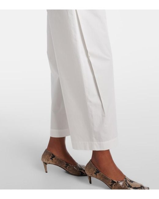 Khaite White Roma Cotton Poplin Wide-Leg Pants