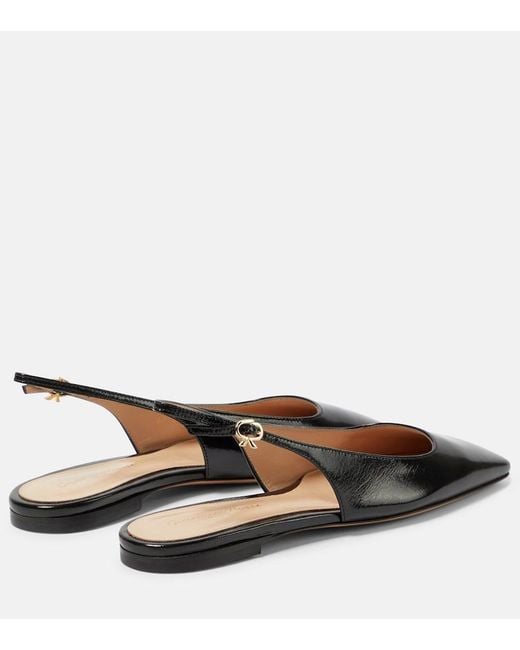 Gianvito Rossi Black Freeda Leather Slingback Flats