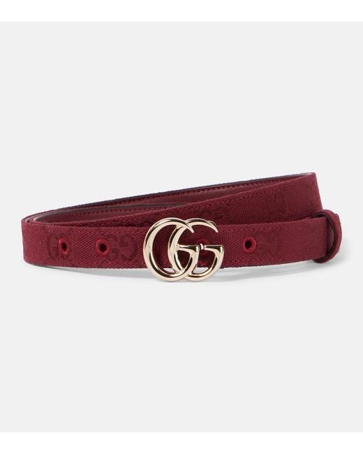 Gucci Red Gg Marmont Canvas Belt