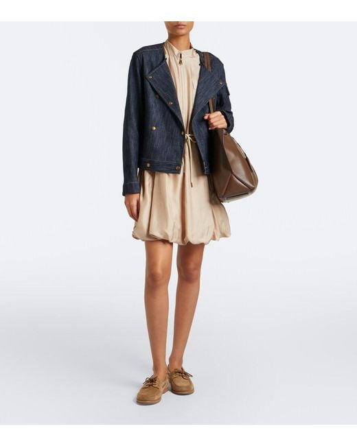 Moncler Natural Silk Zip-Up Minidress