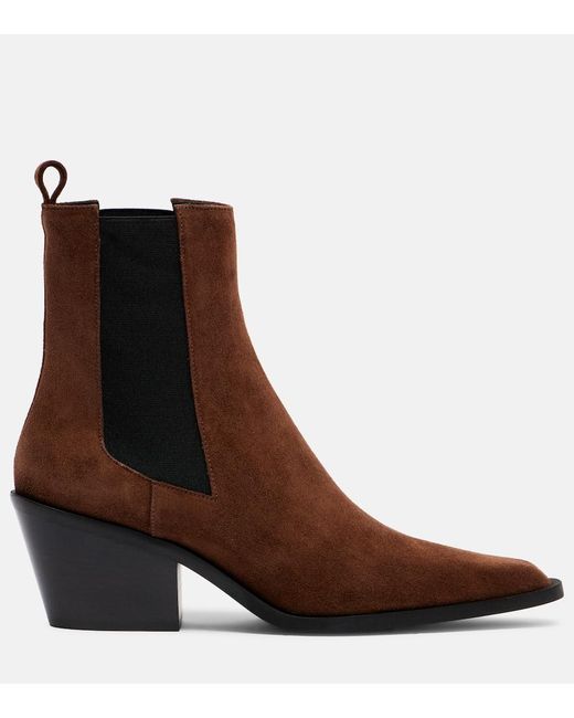 A.Emery Brown Ankle Boots Leo Aus Veloursleder
