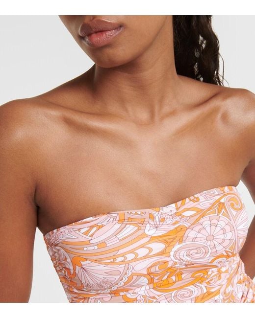 Melissa Odabash White Sydney Printed Bandeau Swimsuit