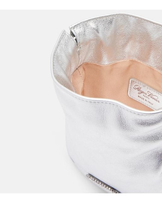 Roger Vivier Pilgrim Nano Metallic Leather Bucket Bag