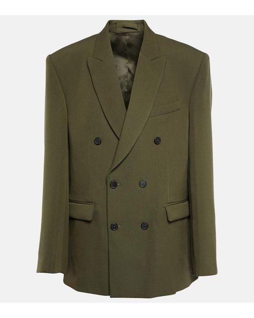 Wardrobe NYC Green Double-breasted Virgin Wool Blazer