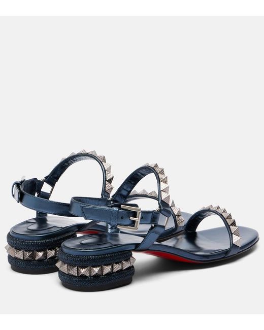 Christian Louboutin Blue Pyra Embellished Leather Sandals