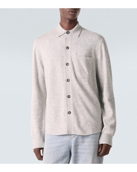 Allude Gray Cotton And Cashmere Overshirt for men