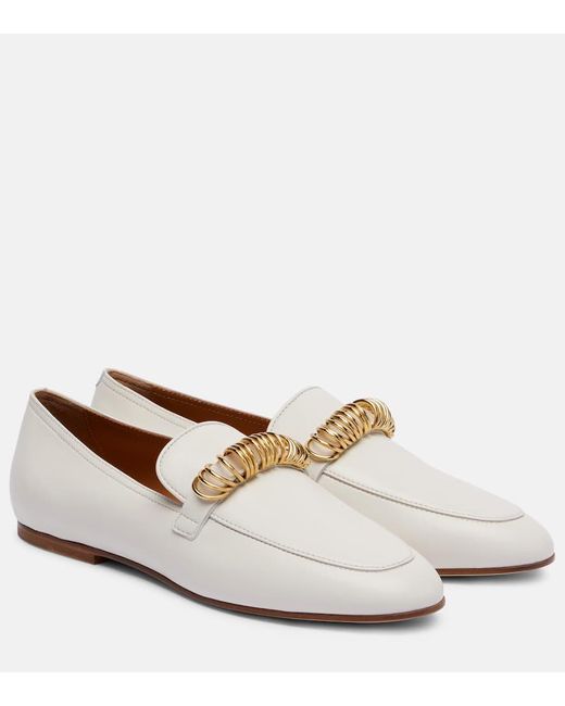 Tod's White Verzierte Loafers Aus Leder