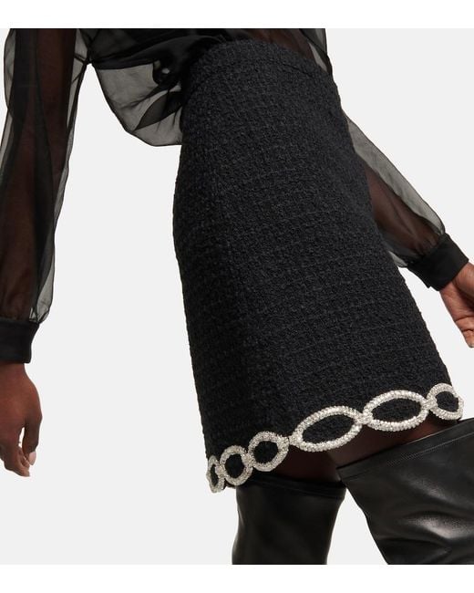 Valentino Black Embellished Tweed Miniskirt