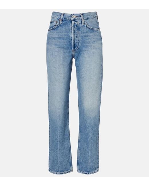 Agolde Blue '90S Mid-Rise Straight Jeans
