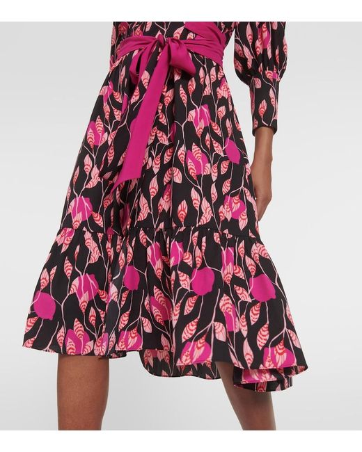 Diane von Furstenberg Purple Blade Printed Crepe Wrap Dress