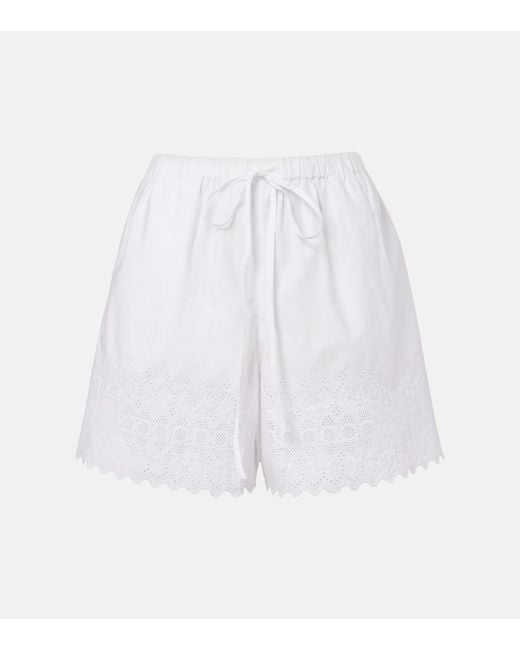 Polo Ralph Lauren White Broderie Anglaise Cotton Poplin Shorts
