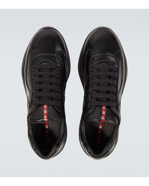 Prada Black America's Cup Leather Sneakers for men