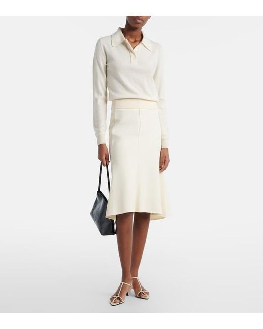 Jil Sander White Virgin Wool Polo Sweater