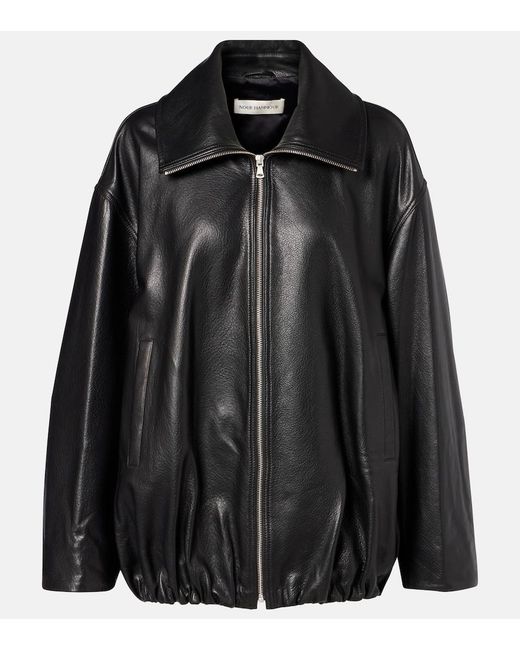 Nour Hammour Black Elisse Leather Jacket