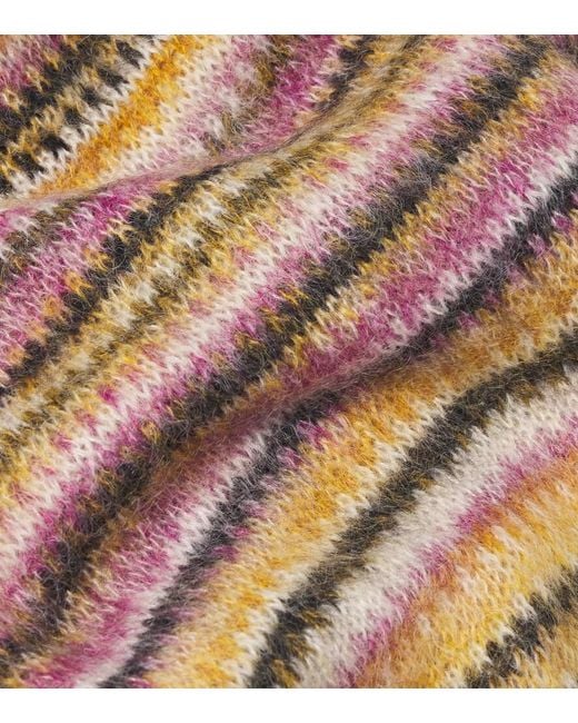 Isabel Marant White Mouna Striped Mohair And Wool-Blend Scarf
